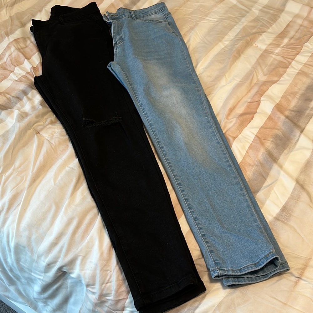 Shein jeans black and light jean colored size xl 44 12